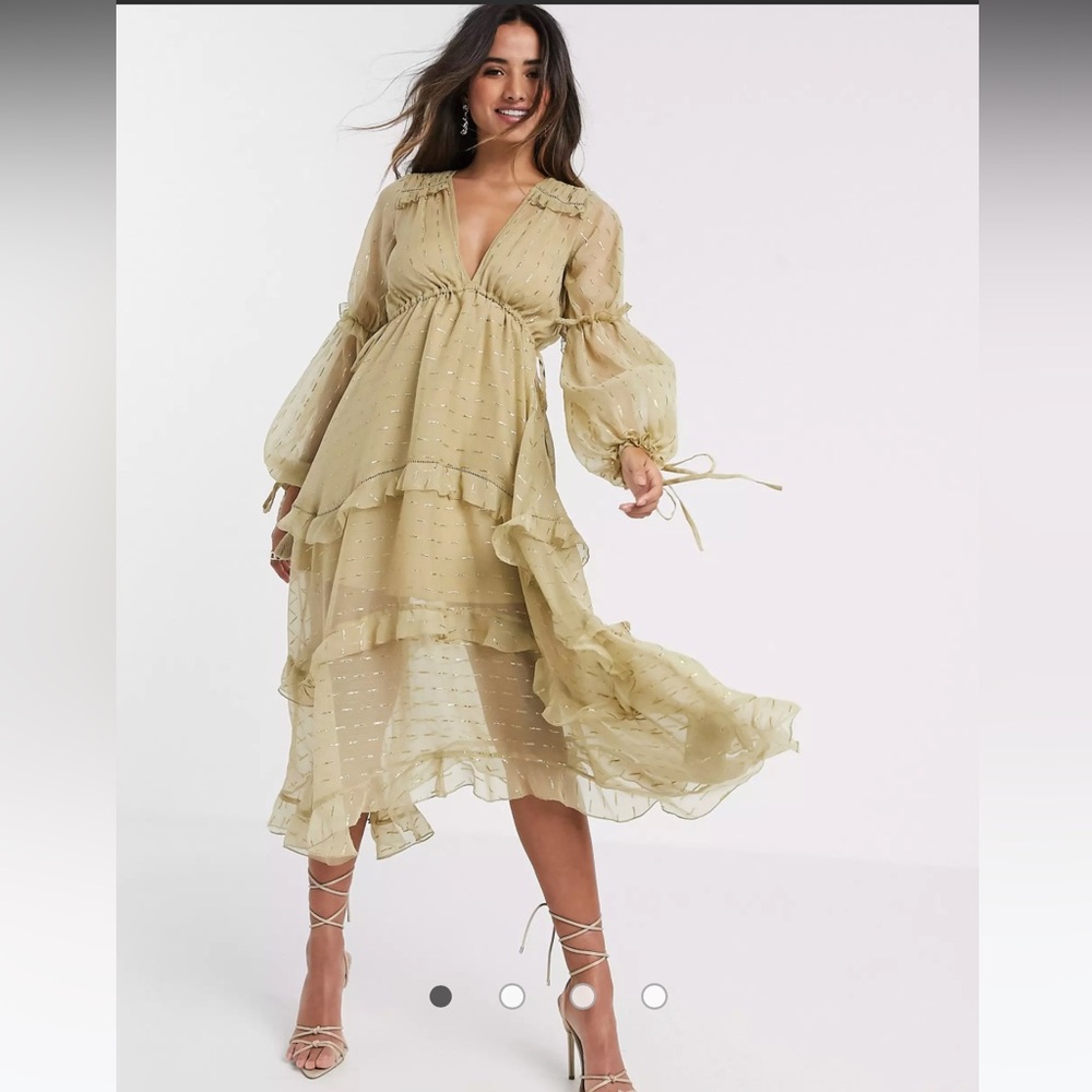 ASOS Gold Ruffled Dress